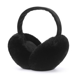Hymus Ear Muffs for Women - Winter Ear Warmers - Soft & Warm Cable Knit Furry Fleece Earmuffs - Ear Covers for Cold Weather (black)