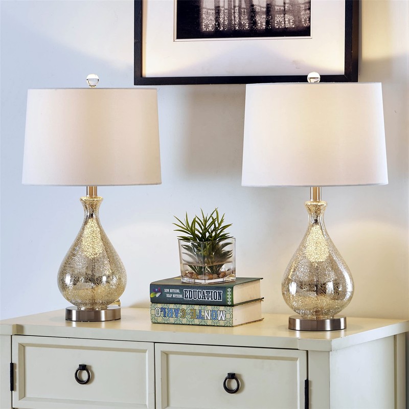 Maxax Glass Table Lamp Set of 2 for Living Room,