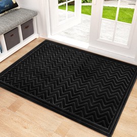 Mibao Welcome Mats Outdoor - Entryway Mat - Door Mats Outdoor, Outdoor Rubber Mats, Doormat Outdoor Indoor Entrance, Large Front Door Mat, Skid Resistant Durable, 61.5" x 36", Black