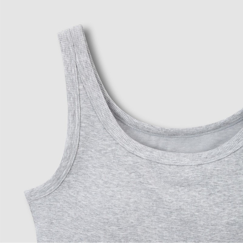 JAJU [JAJU] Women's Cotton Rib Tank Bra Camisole_Melange Grey