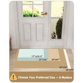 Color&Geometry Large Front Door Mat Indoor Entrance, 24"X47" Indoor Mats for Entryway Non Slip Rubber Backed, 2x4 Dirt Trapper Double Door Mat Washable, Beige (Rolled-up NO Creases)