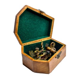 Sailor's Art Antique Brass Nautical Sextant with Wooden Box,Kelvin & Hughes 1917 London Brass Sextant for Mariners Surveyors,Navigation Instruments Sextant,Vintage Style Wedding,Graduation Gifts