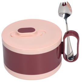 Stainless Steel Ramen Bowl Double Insulation Instant Noodle Bowl with Lid for Office Worker Students(Taro Purple Fast Food Bowl +304 Spoon)