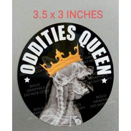 Unbranded 3.5" Oddities Queen Decal X-ray Print Cat Skull Bones Crown Unusual Gift Pet AF