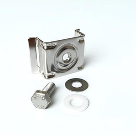 Flared Leg Stainless Steel Strapping Brackets 2-Pack | Heavy-Duty Sign Mounting Hardware for 4"+ Diameter Poles | 5/16"-18 Tapped Hole | Use with Banding Strap | Weather-Resistant Pole Mount