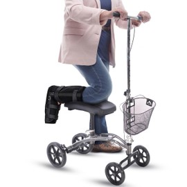 Steerable Knee Walker with Basket - Lightweight Foldable Knee Scooter for Broken Foot or Ankle, Foot Surgery Recovery, and Other Injuries