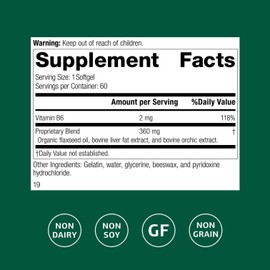 Standard Process Flax Oil Plus - Supplement with Vitamin B6 & Omega-3 Benefits - Supports Healthy Hair & Skin - Gluten-Free, Non-Dairy & Non-Soy - 60 Softgels (60 Servings)