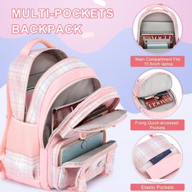 MOMUVO School Backpack Set for Girls,3pcs Bookbag with Lunch Box Pencil Case Kids School Bag Set