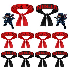 TMZELOA 10 Pieces Ninjas Headband Set, Ninja Party Accessories, Black Red Ninjas Party, Classic Ninja Headband for Children, Ninja Headband Ninja Party Gifts for Birthday Party Karate