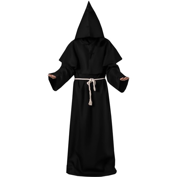 Tutukyle Monk Costumes, Monk Robe Costume with Cross Necklace, Men's