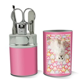 Maltese Puppy Dog Hearts Love Stainless Steel Manicure Pedicure Grooming Beauty Care Travel Kit