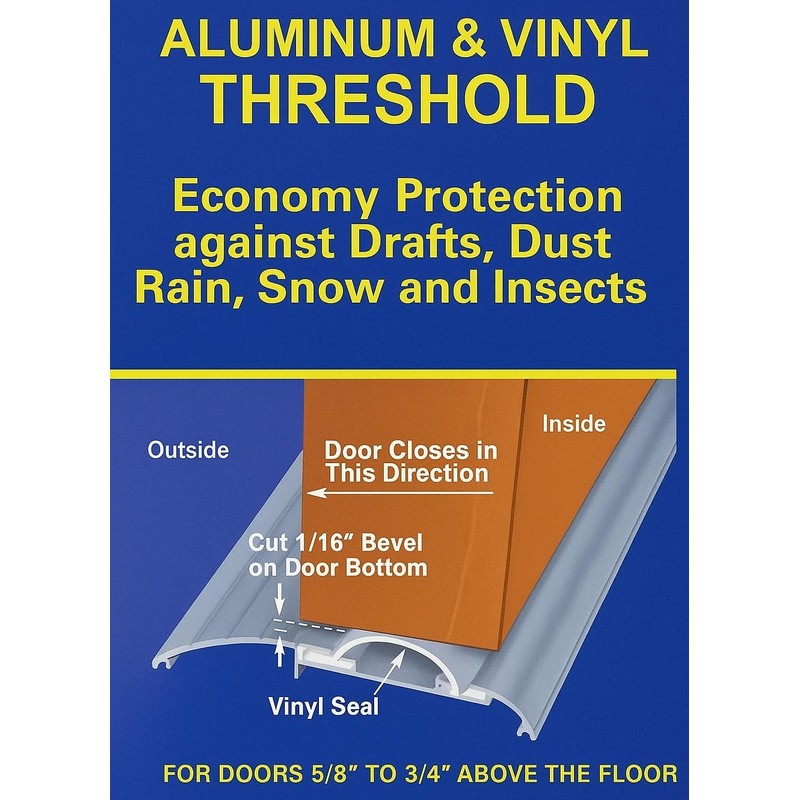 3 FT Aluminum Threshold with Vinyl Seal – 36" Long