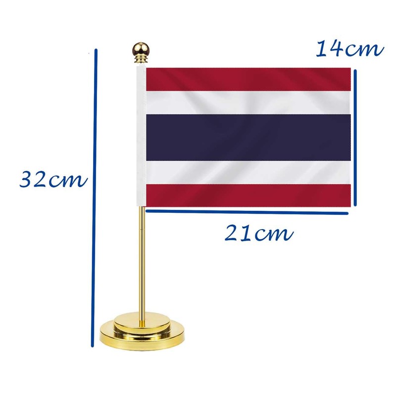 Thailand Desk Flag,12 inch Tall Small Thai Indoor Banner,Tiny Printing