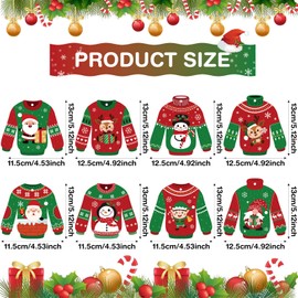 Funrous 80 Pcs Ugly Sweater Crafts Kits Winter Party Christmas Paper DIY Ornaments Tree Ugly Sweater Hanging Ornaments for Kids Adults Xmas Sweater Party Tree DIY Arts Crafts Supplies Decor