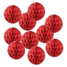 PATIKIL 10" Tissue Paper Pom Poms Flower Balls, 10 Pack Party Hanging Paper Flower Balls Decoration for Birthday Wedding Home Backdrop Decor, Red