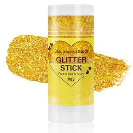 Mysense Gold Body Glitter Stick,Mardi Gras Accessories,Sparkling Face Hair Glitter,Mermaid Sequins Chunky Glitter Face Paint,Singer Concert Outfit Festival Rave Accessories for Women and Kids