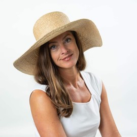 LIERYS Damen Raffiastroh Schlapphut - Hut aus 100% Raffiastroh - Sonnenhut One Size (56-58 cm) - Strohhut Frühling/Sommer - Sommerhut mit breiter Krempe (13 cm)