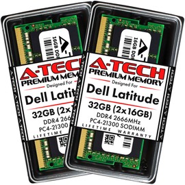A-Tech 32GB (2x16GB) RAM for Dell Latitude 5510, 5410, 5310, 3510, 3410 | DDR4 2666MHz SODIMM PC4-21300 Laptop Memory Upgrade Kit