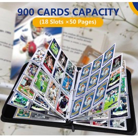 HESPLUS Sports Card Binder 9 Pocket Trading Card Binder 900 Pockets Double Sided Pockets Football Card Binder for Baseball Basketball Hockey Card Game Card and Other TCG Collection Storage Album