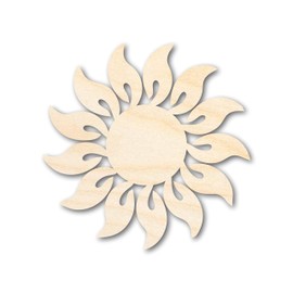 Unfinished Wood Radiant Sun Silhouette | Summer | Celestial | Craft Cutout | up to 46" 6" / 1/8"