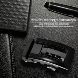 OUFO Belt for Men, Business Genuine Leather Belt Black Ratchet Belt for Men with Automatic Sliding Buckle, Trim to Fit OK02