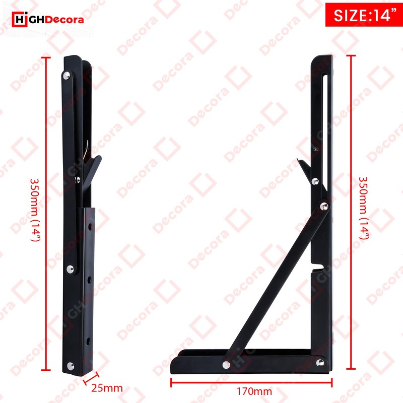 Highdecora Folding Shelf Bracket, 2 Pcs Heavy Duty Foldable Shelf