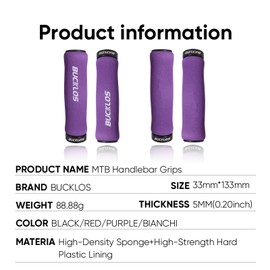 AEYINO Handlebar Grips - Bicycle Foam Sponge Handle Bar Single Lock on Anti-Slip Comfortable Shock-Absorbing Mountain Bike Grips for MTB, BMX, Scooter, Folding Bike.