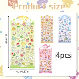 Puffy Stickers, Stickers for Children, 3D Sticker Set of 4 Sheets, Cartoon Animal Designs, Reusable Decals for Scrapbooking, Rewarding Gifts, Journals, and DIY Crafts