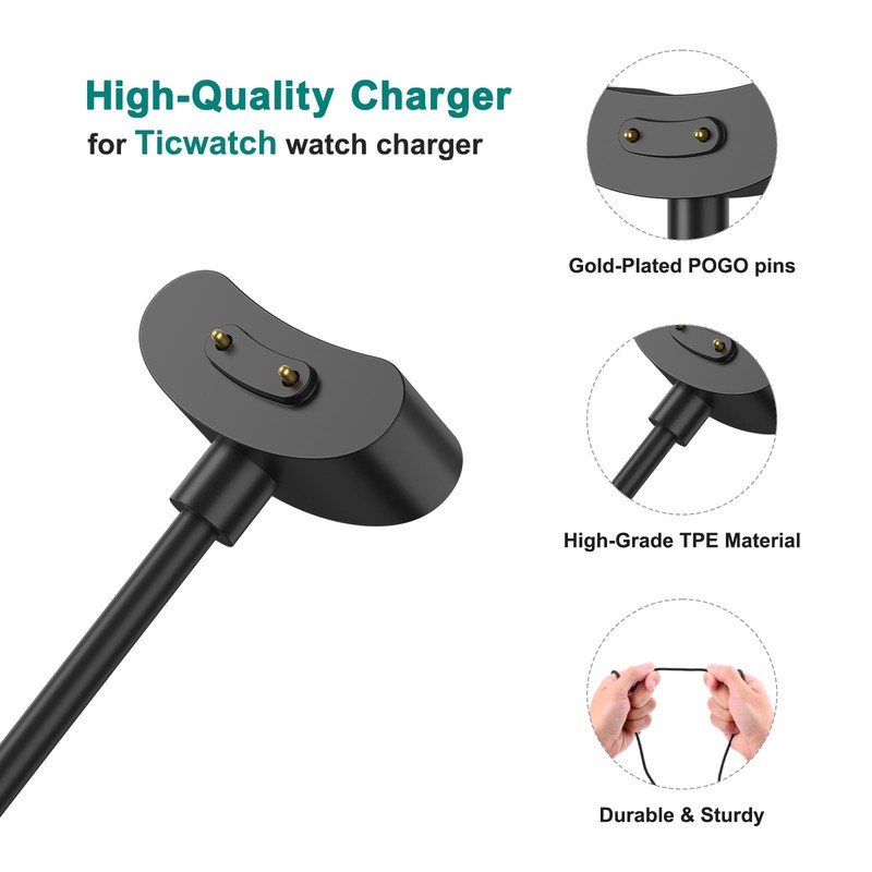 AK Charging Cable Compatible with Ticwatch Pro 5 Charger, Replacement