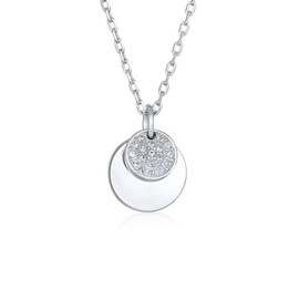 Elli Halskette Damen Anhänger Plattchen Elegant Silberfarben mit Kristallen