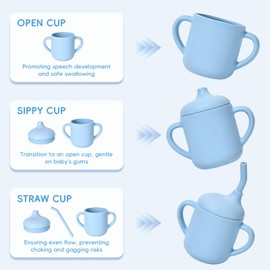 Orghcyi Silicone Baby Sippy Cups, Shatterproof Silicone Straw Cup, Sippy Cups for Toddlers 1-3, Open Cup for Baby, 6+ Months