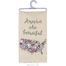 Primitives by Kathy Patriotic Embroidered Dish Towel, 20 x 26-Inches, America The Beautiful