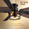 JSAITEE 52in Flush Mount Farmhouse Ceiling Fan with Lights, Caged