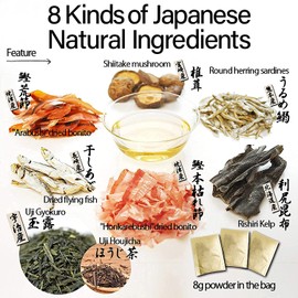 Chaganju Dashi - Umami Powder Soup Stock - Japanese Food, Bonito Flakes, Kelp, Mushroom, 8g×30pacs