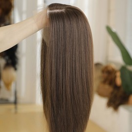 MISSWEN Long Straight Pre Plucked Synthetic Hair Light brown Frontal Lace Wig