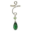 Silver Dangle Ear Cuff with Austrian Crystal Beads (Green)