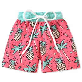 HIHA Infant Toddler Baby Boys Swim Trunk Swimming Shorts Swimsuit Beach Swimwear Bathing Suit for Little Boys Kids, Pink Pineapple, 6-12 Months