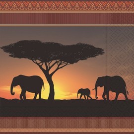 20 Serviettes Serengeti/Animals/Africa/Elephants 33 x 33 cm