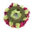 Artificial Wreath of Hydrangeas on rattan, pink, Ø 14" /