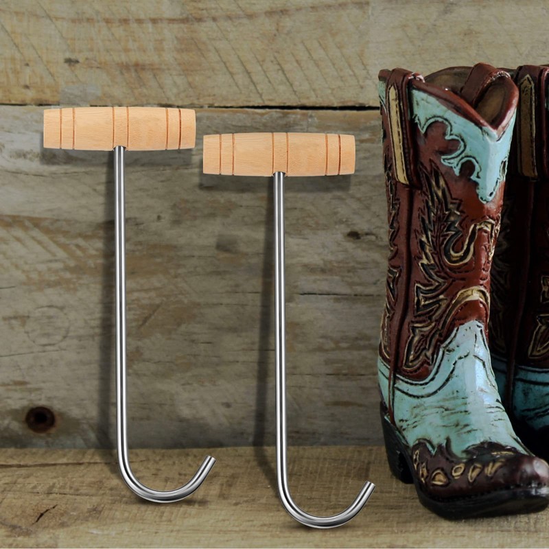 Moxweyeni 2 Pcs Boot Pulls with Handle Boot Hooks Long