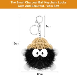 HENGBIRD Cute Soft Plush Key Fob, Plush Key Fob, Fluffy Key Fob, Bobble Key Pendant, Car Key Fob, black