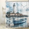 Dizifinn Nautical Coastal Beach Shower Curtain Decor, Ocean Lighthouse Seasides