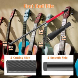 Fret End Dressing File, Fix Sharp Guitar Fret Ends - Professional Luthier Tool - Double-Side Fret File - Fret Crowning File For Rounding, Shaping, and Deburring, Works on All Frets, with Clean Brush