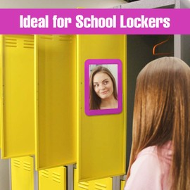CEREM Locker Mirror Magnetic for Girls Locker, Light Pink 5" x 7" - Real Glass Magnetic Mirror for School Locker, Office, Home