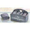 GILDE 4 Guest Towels in Wooden Box, Grey, Favourite Guests