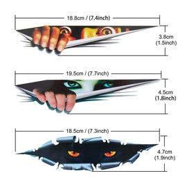 TOMALL 3pcs 3D Simulation Stereo Eyes Peeking Car Stickers Man Peeking Woman Peeking Stickers Leopard Eyes Peeking Sticker Self-Adhesive Waterproof Car Decals for Car Window Bumper Laptop Motorcycle