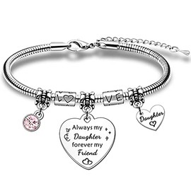 JETTOP Daughter Gifts from Mum Dad Daughter Bracelet Gifts for Daughter Birthday Christmas Always My Daughter Forever My Friend