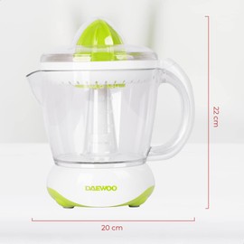 DAEWOO Exprimidor eléctrico DJE-5563, exprimidor de naranja de 40 W, extractor de zumos de cítricos con 2 cabezales