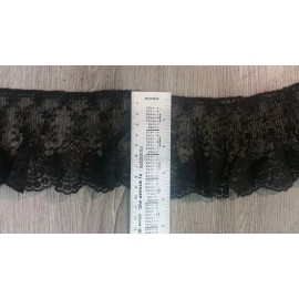 perial co inc Black pleated  lace ,4 inches wide ,sold by 5 yards,