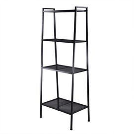 Soleils 4-Tier Ladder Shelf Bookcase, Multipurpose Iron Widen Ladder Bookshelf Plant Storage Organizer Rack, Display Rack for Home or Office Use (Black)